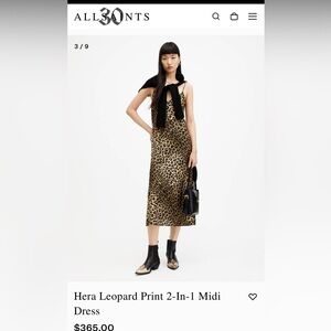 🐆ALLSAINTS HERA LEOPARD PRINT MIDI DRESS🐆